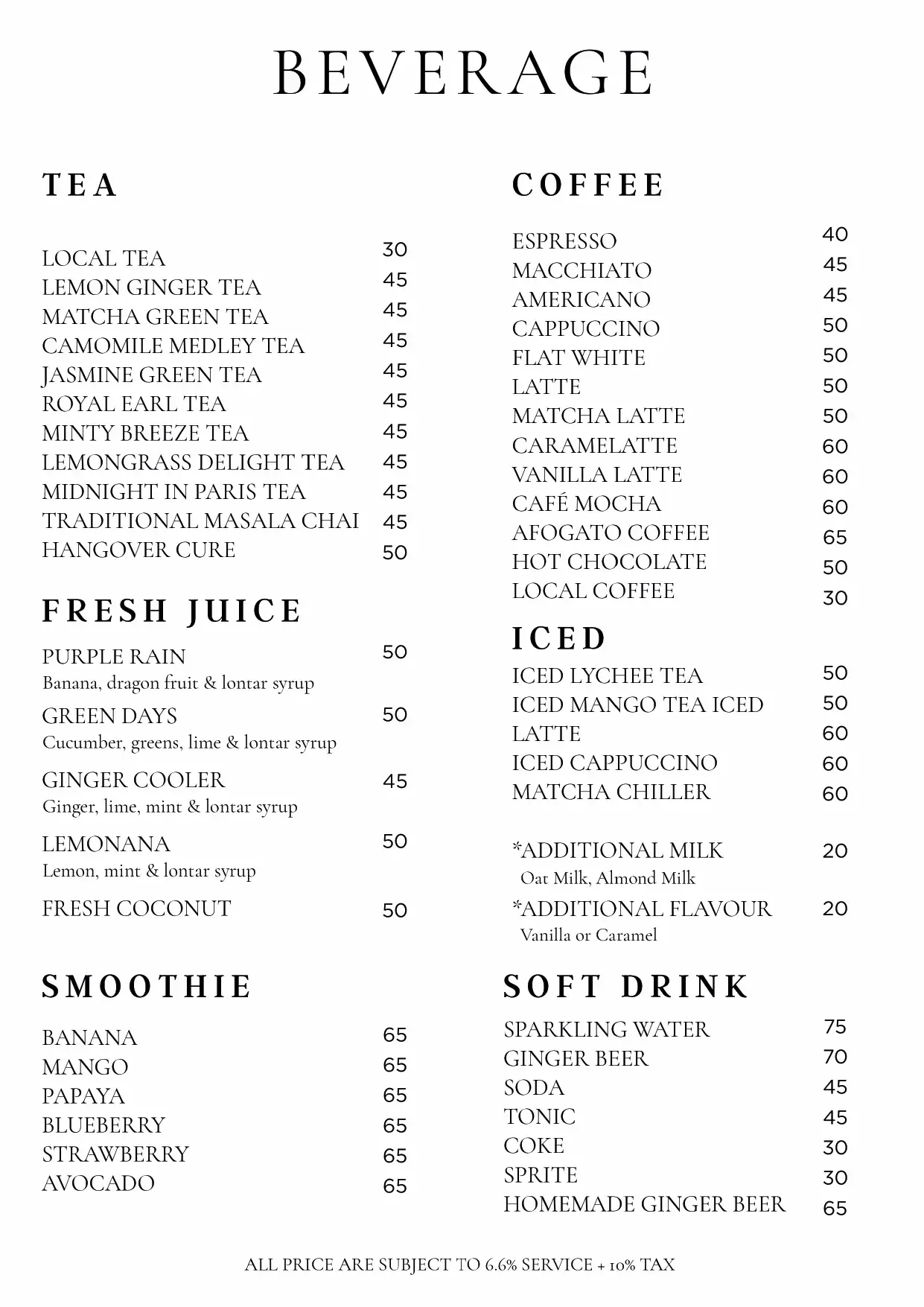 Beverage Menu