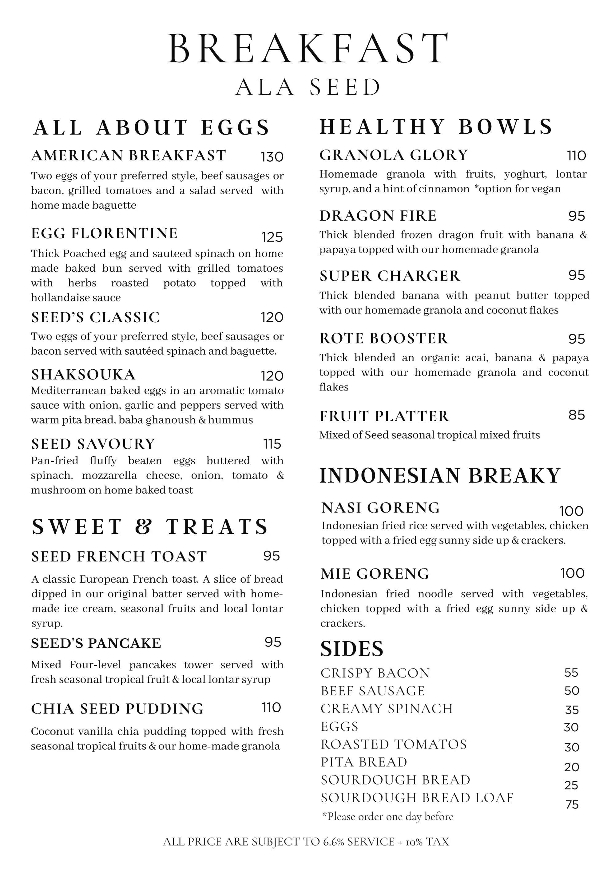 Breakfast Menu (Augst 2026)