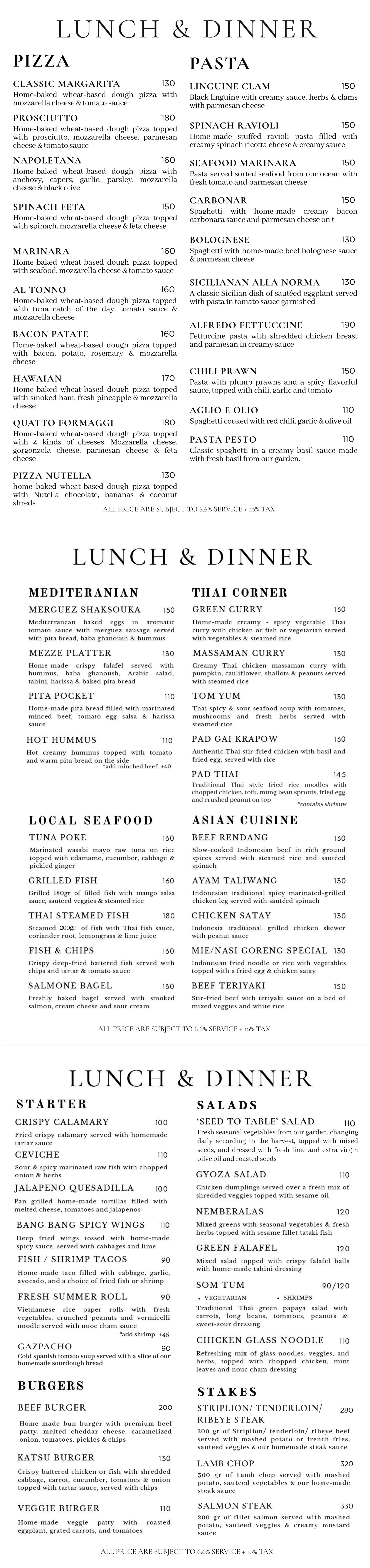 Lunch Dinner Menu Augst 2026