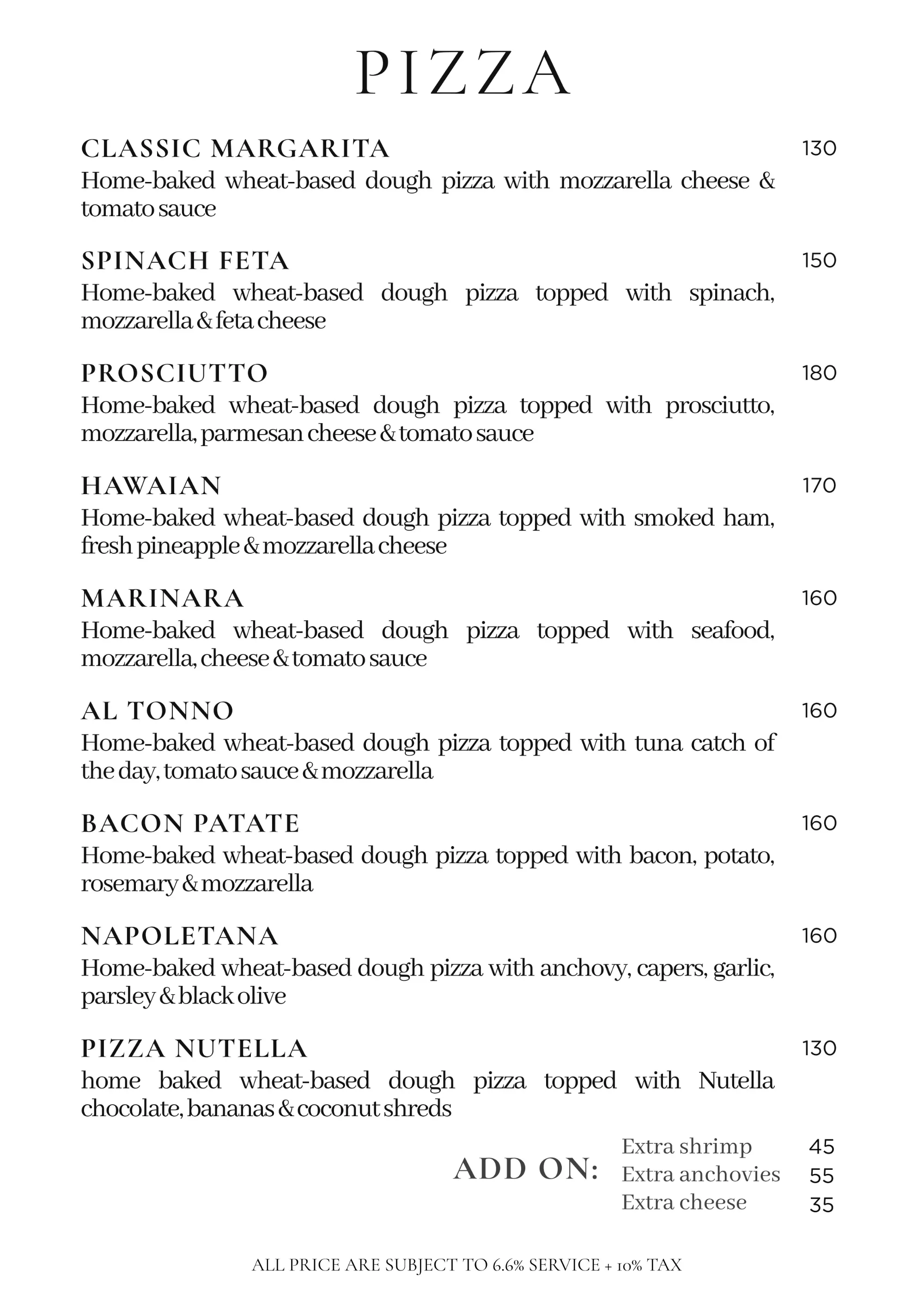 Pizza Menu (Augst 2026)