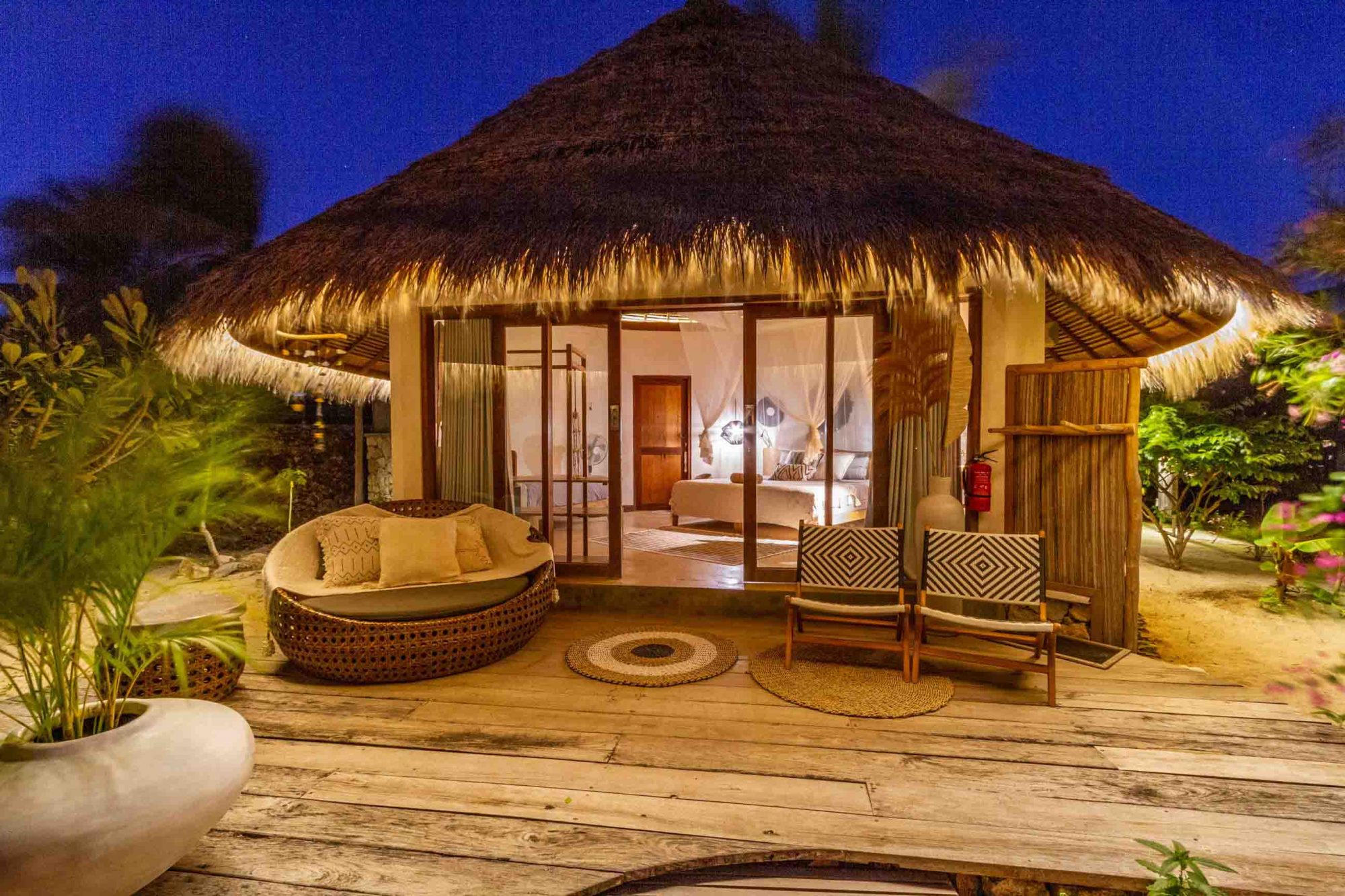 Oceanview Bungalows is combination with traditional palm thatched ...