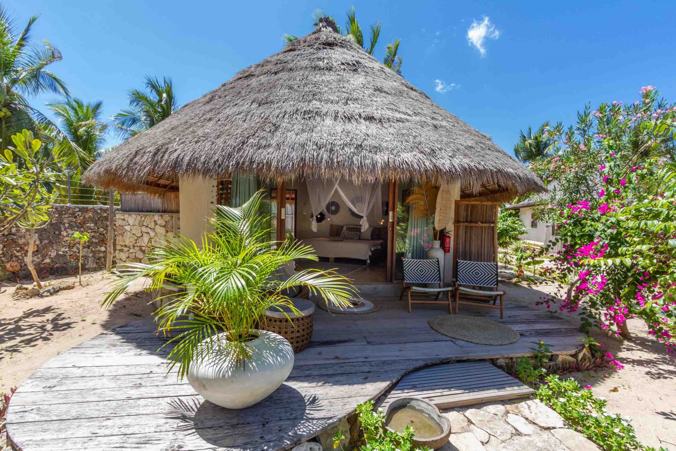 Oceanview Bungalows is combination with traditional palm thatched