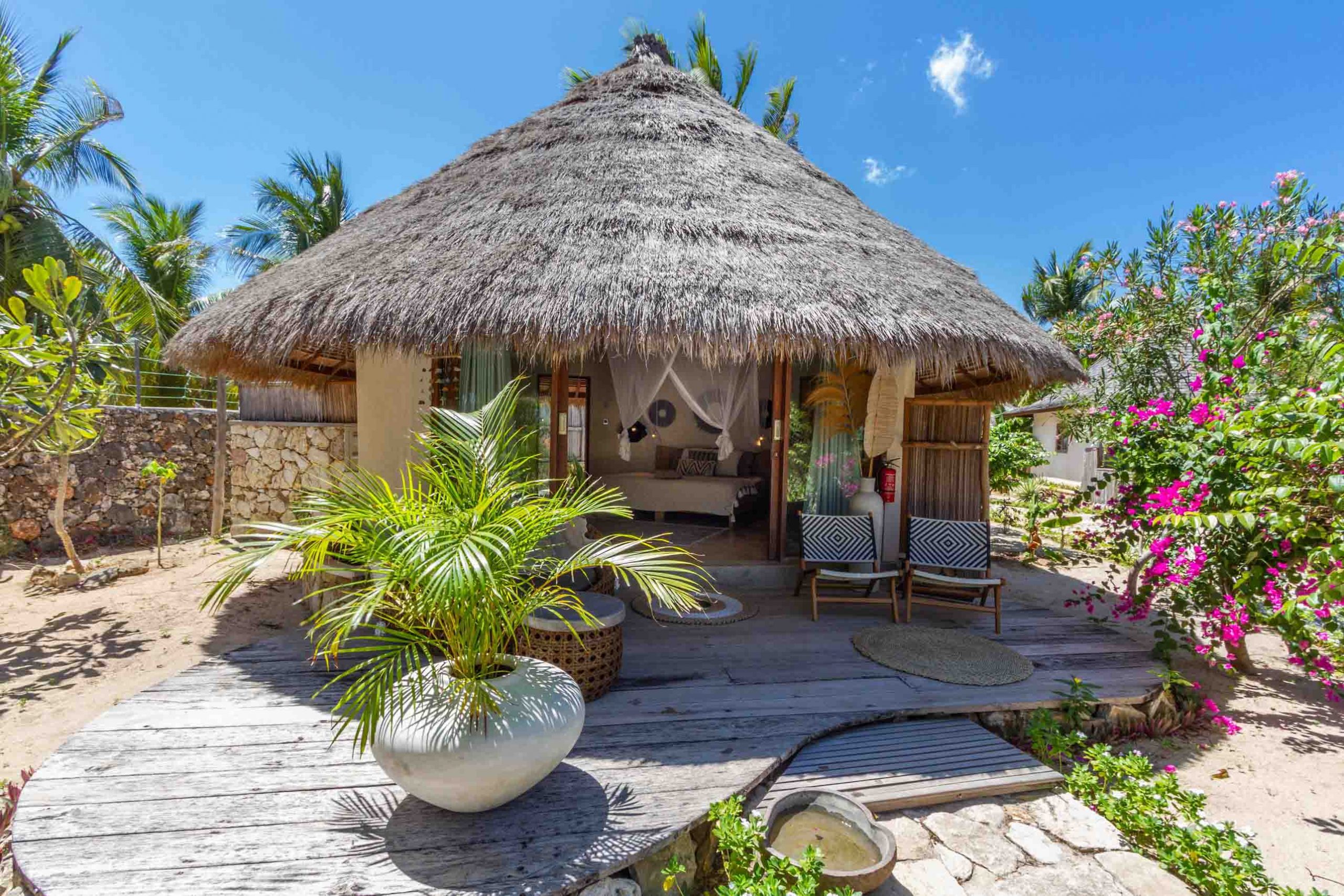 Hawaiian bungalows on the beach